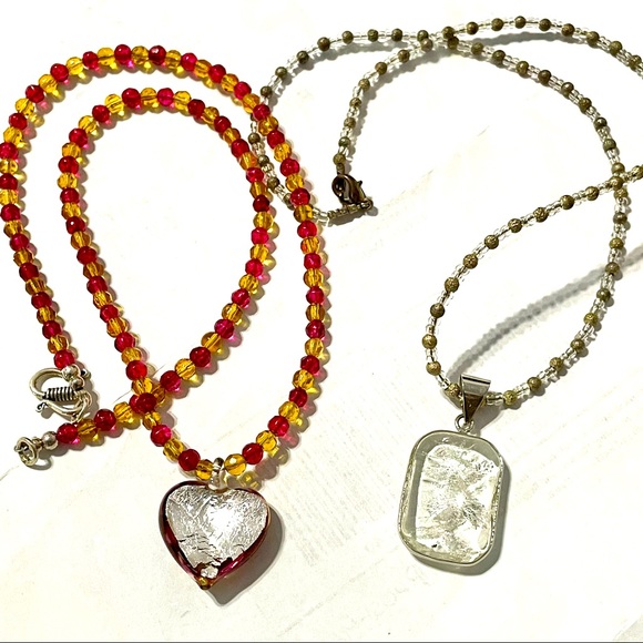 Jewelry - 4/$16 Pair of  Glass Beaded Necklaces with Pendants